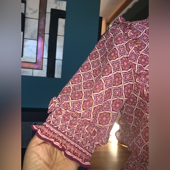 Max Studio Tiered Floral Full Length Dress In Pink Floral Print - Size Small - Picture 4 of 16